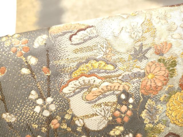 平和屋着物●西陣の名門 加納幸謹製 六通柄袋帯 唐織 松竹梅 金銀糸 引箔 正絹 逸品 CABI8847hy