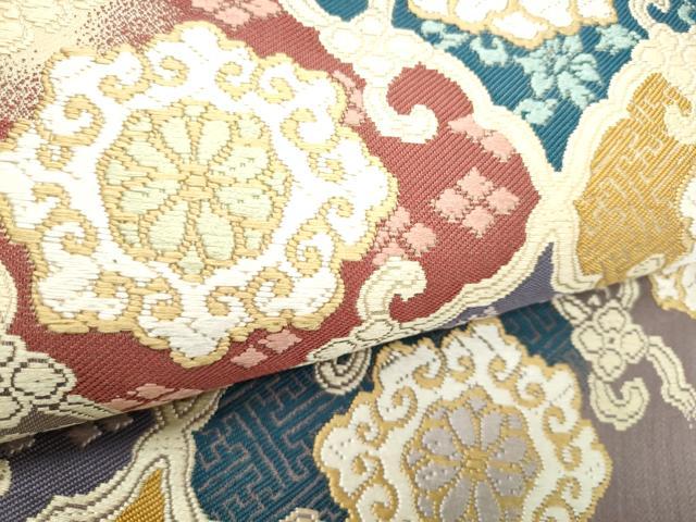 平和屋着物●六通柄袋帯 唐織 花唐草文 正絹 逸品 CABI8852hy