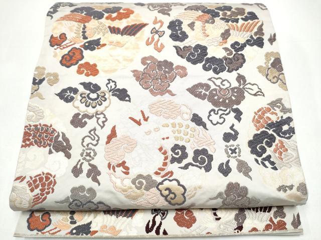 平和屋着物●六通柄袋帯 唐織 龍 花鳥丸文 金糸 正絹 逸品 CABI8853hy