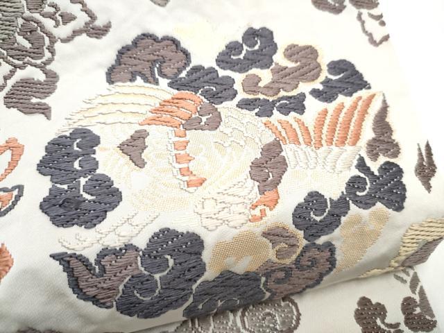 平和屋着物●六通柄袋帯 唐織 龍 花鳥丸文 金糸 正絹 逸品 CABI8853hy
