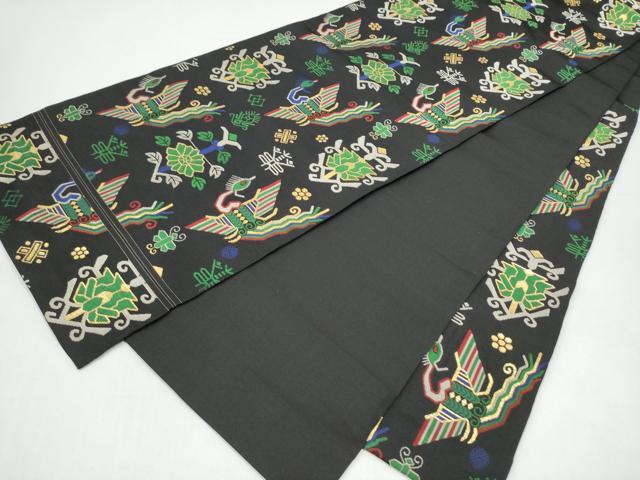 平和屋着物●六通柄京袋 本袋帯 有栖川鳳凰文 黒地 金糸 正絹 逸品 CABI8854hy