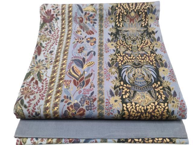 平和屋着物●塩瀬 九寸開き名古屋帯 更紗花鳥文 金彩 正絹 逸品 CABI8858hy