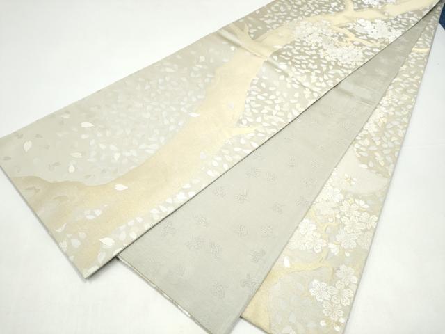 平和屋着物●洛楽人工房 全通柄袋帯 満月 枝桜文 正絹 逸品 CABI8860hy