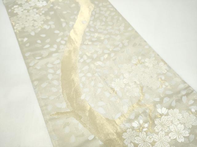 平和屋着物●洛楽人工房 全通柄袋帯 満月 枝桜文 正絹 逸品 CABI8860hy
