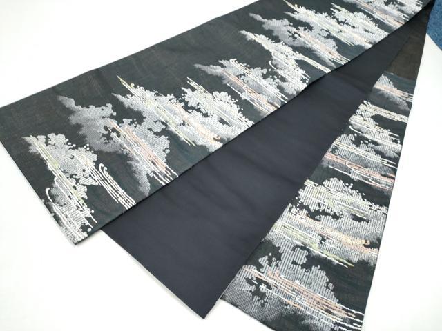 平和屋着物●六通柄袋帯 霞文 金糸 正絹 逸品 CABI8861hy