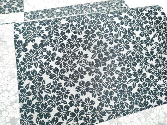 平和屋着物●六通柄袋帯 唐織 舞桜文 銀糸 正絹 逸品 CABI8863hy
