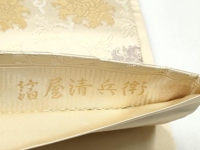 平和屋着物●西陣織 陰山織物謹製 箔屋清兵衛 六通柄袋帯 牡丹唐草文 金糸 正絹 逸品 CABI8864hy