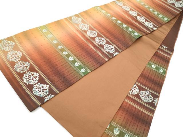 平和屋着物●六通柄袋帯 横段花文 正絹 逸品 CABI8868hy