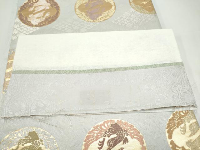 平和屋着物●六通柄袋帯 唐織 鴛鴦花菱文 金糸 正絹 逸品 CABI8872hy