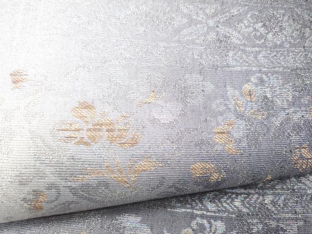 平和屋着物●六通柄袋帯 工藝三昧 草花文 銀糸 正絹 逸品 CABI8886hy
