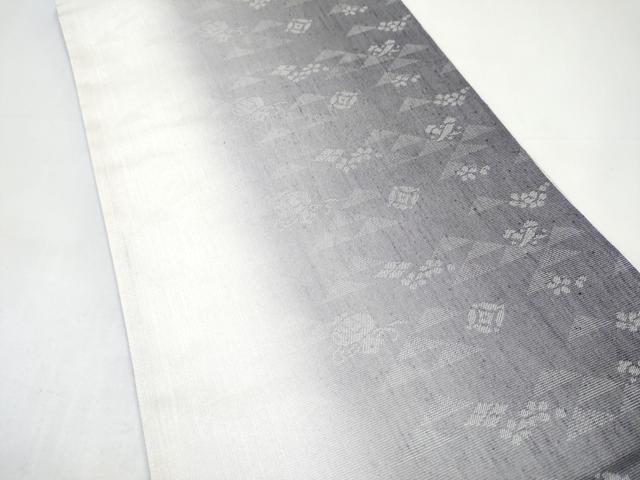 平和屋着物●六通柄袋帯 工藝三昧 草花文 銀糸 正絹 逸品 CABI8886hy