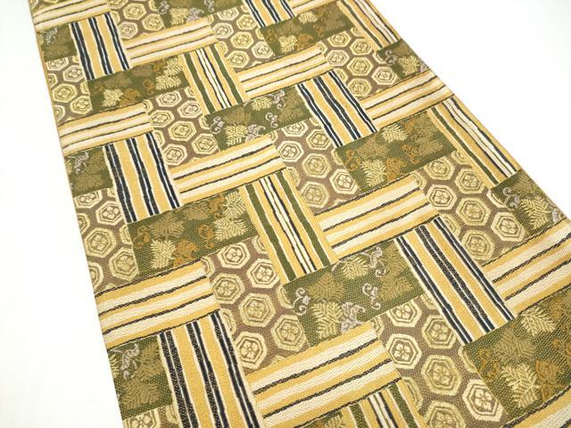 平和屋着物●六通柄袋帯 亀甲松葉文 金糸 正絹 逸品 CABI8889hy