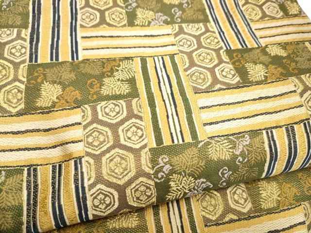 平和屋着物●六通柄袋帯 亀甲松葉文 金糸 正絹 逸品 CABI8889hy