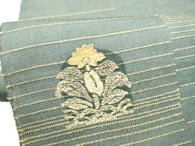 平和屋着物●太鼓柄袋帯 駒刺繍 黄金繭 花兎 金糸 正絹 逸品 CABI8892hy