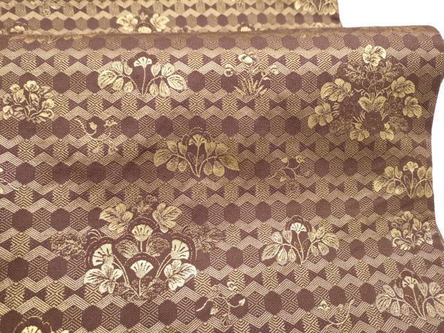 平和屋着物●両面 六通柄袋帯 唐織 切嵌 草花文 金糸 正絹 逸品 CABI8893hy