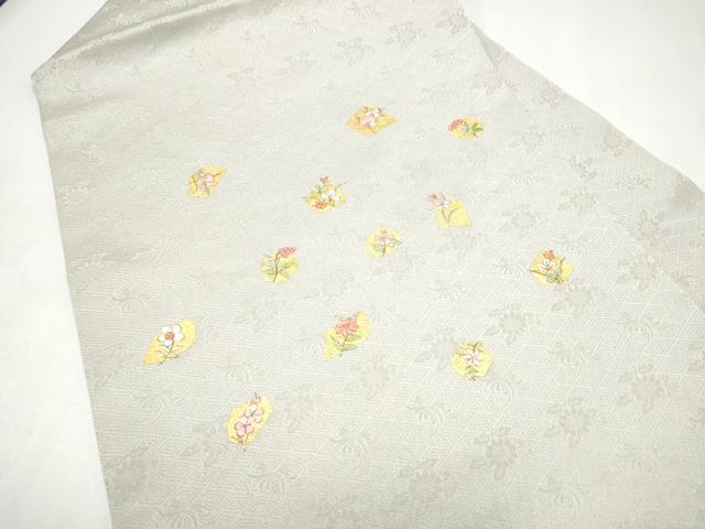 平和屋着物●九寸名古屋帯 刺繍 草花文 金彩 正絹 逸品 CABI8899hy