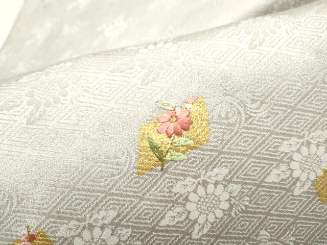 平和屋着物●九寸名古屋帯 刺繍 草花文 金彩 正絹 逸品 CABI8899hy