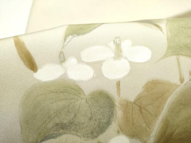 平和屋着物●塩瀬 九寸名古屋帯 手描き 枝花文 金彩 正絹 逸品 CABI8902hy