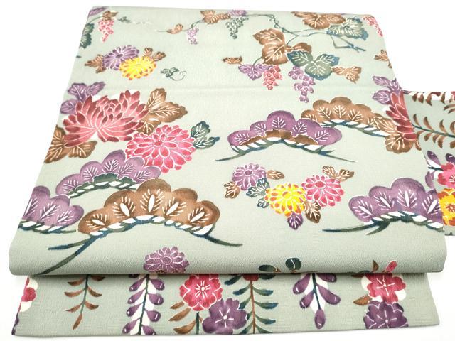 平和屋着物●九寸名古屋帯 琉球紅型 七彩蝋纈草木染 正絹 逸品 CABI8905hy