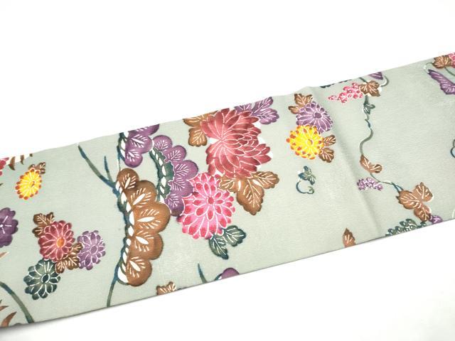 平和屋着物●九寸名古屋帯 琉球紅型 七彩蝋纈草木染 正絹 逸品 CABI8905hy