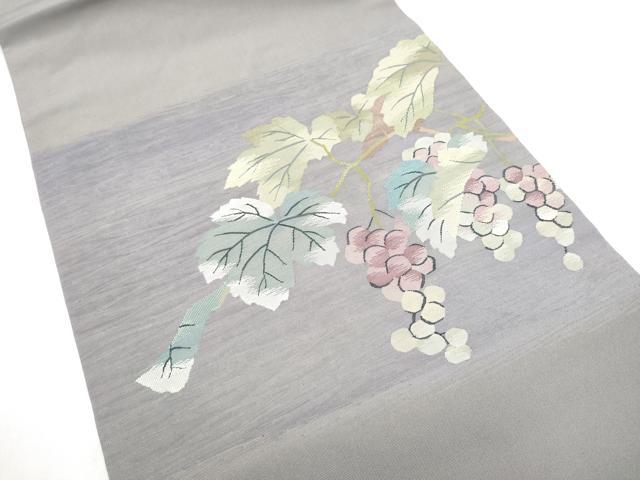 平和屋着物●九寸名古屋帯 すくい織 葡萄蔦の葉文 正絹 逸品 CABI8907hy