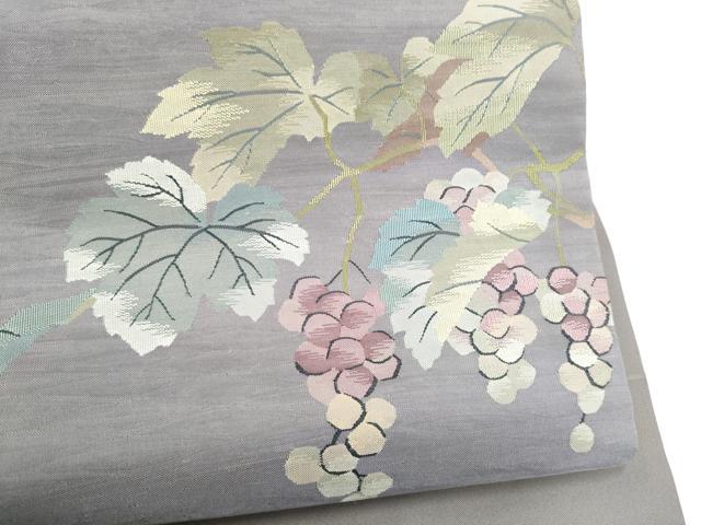 平和屋着物●九寸名古屋帯 すくい織 葡萄蔦の葉文 正絹 逸品 CABI8907hy