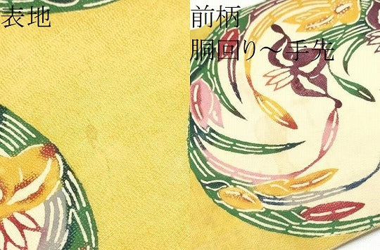 平和屋着物●九寸名古屋帯 紅型 杜若丸文 黒地 金糸 正絹 逸品 CABI8912hy