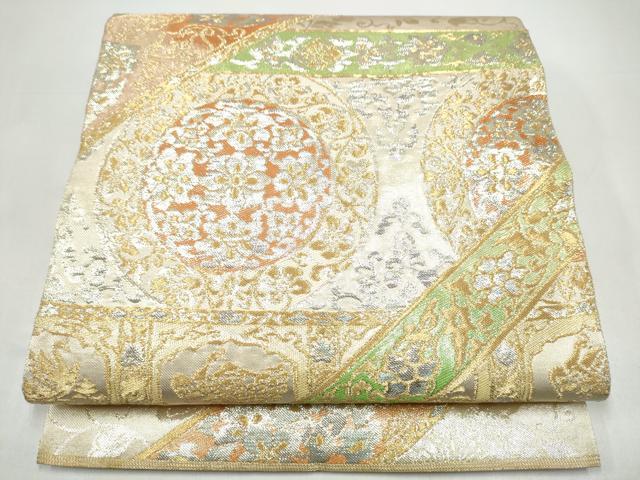 平和屋着物●西陣 川島織物 六通柄 本袋帯 花唐草文 金糸 正絹 逸品 CABI8914hy