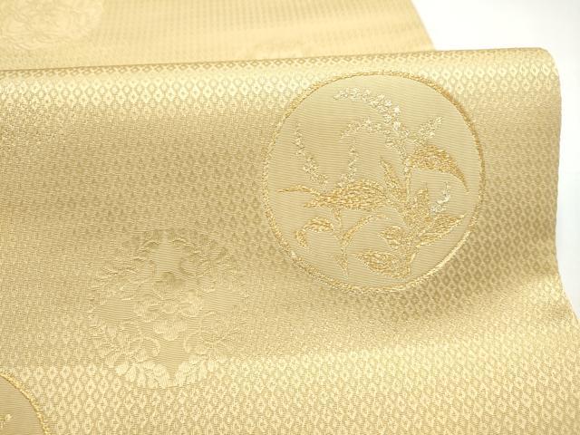平和屋着物●六通柄袋帯 草花丸文 金糸 正絹 逸品 CABI8917hy