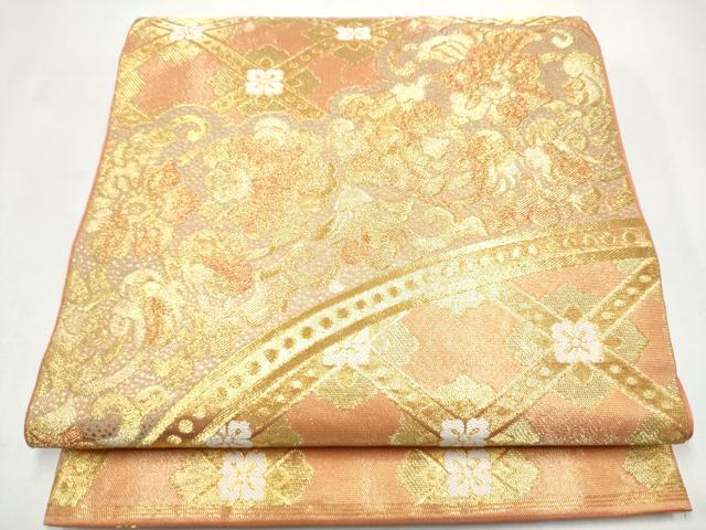 平和屋着物●西陣 川島織物 六通柄 本袋帯 籬草花文 金糸 正絹 逸品 CABI8919hy