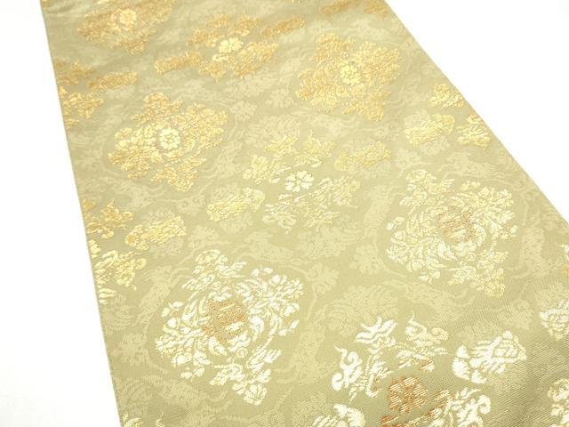 平和屋着物●六通柄袋帯 古代裂 金糸 正絹 逸品 CABI8922hy