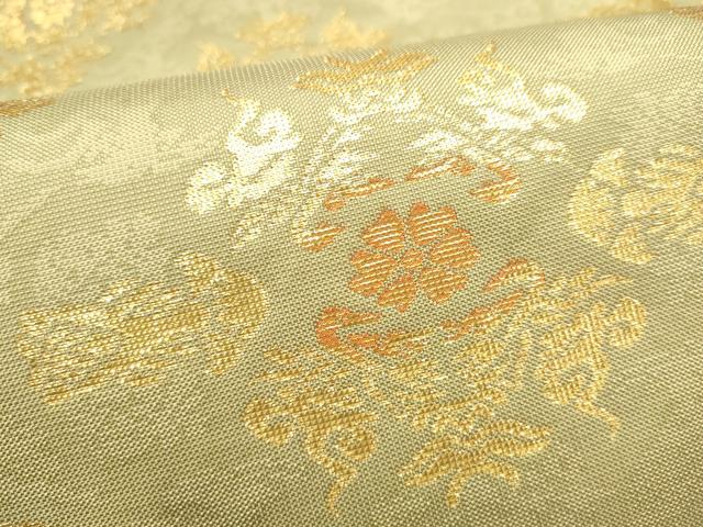 平和屋着物●六通柄袋帯 古代裂 金糸 正絹 逸品 CABI8922hy