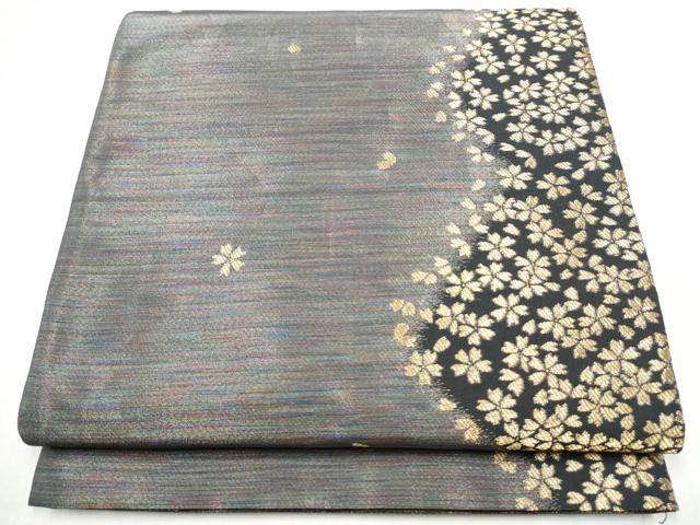 平和屋着物●染色作家 斉藤三才 六通柄袋帯 舞桜文 金糸 正絹 逸品 CABI8926hy
