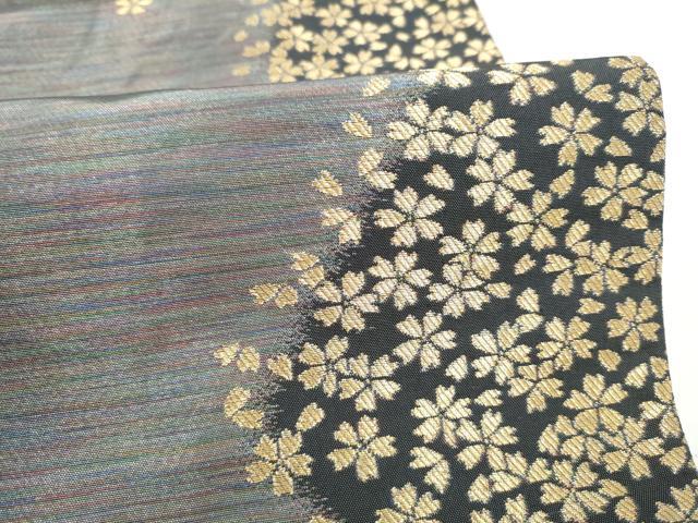 平和屋着物●染色作家 斉藤三才 六通柄袋帯 舞桜文 金糸 正絹 逸品 CABI8926hy