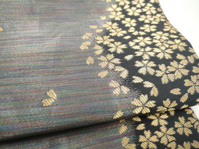 平和屋着物●染色作家 斉藤三才 六通柄袋帯 舞桜文 金糸 正絹 逸品 CABI8926hy