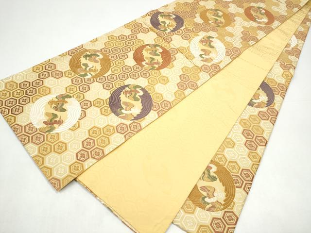 平和屋着物●全通柄袋帯 唐織 鳳凰亀甲花文 正絹 逸品 CABI8927hy