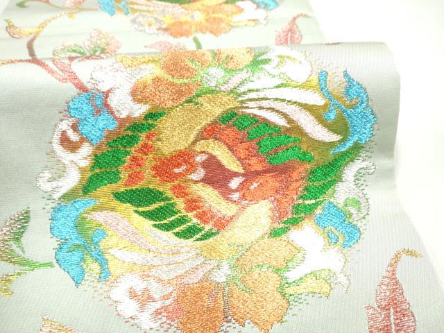 平和屋着物●六通柄 本袋帯 唐花向い鳳凰 金銀糸 正絹 逸品 CABI8933hy
