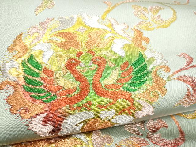 平和屋着物●六通柄 本袋帯 唐花向い鳳凰 金銀糸 正絹 逸品 CABI8933hy
