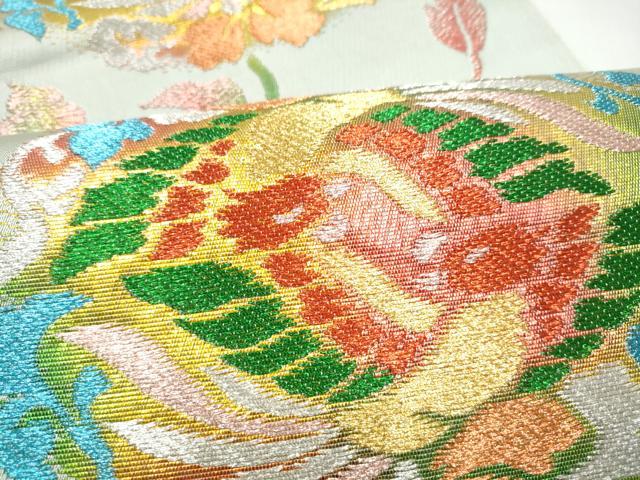 平和屋着物●六通柄 本袋帯 唐花向い鳳凰 金銀糸 正絹 逸品 CABI8933hy