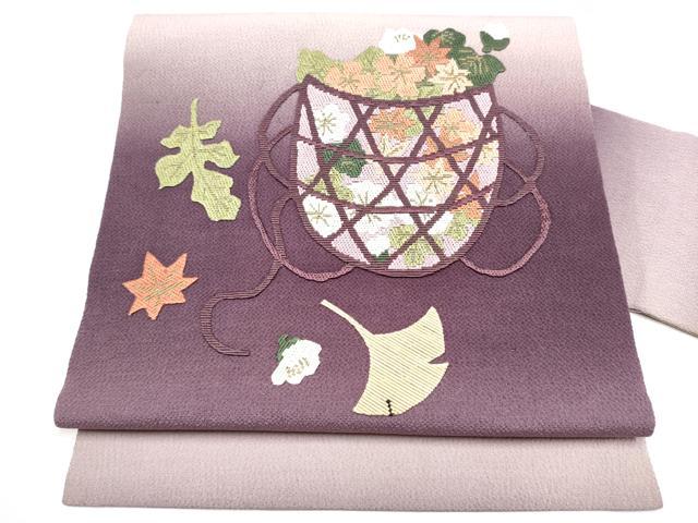 平和屋着物●九寸名古屋帯 絽刺し 区限刺繍 金糸 鬼しぼ縮緬 正絹 逸品 CABI8941hy