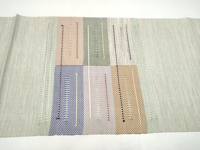 平和屋着物●八寸名古屋帯 幾何学文様 正絹 逸品 CABI8942hy