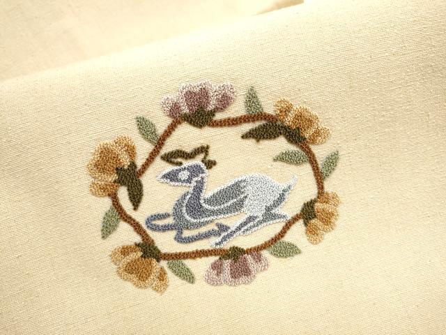 平和屋着物●中国三大刺繍 総相良刺繍 九寸名古屋帯 紬地 動物花文 正絹 逸品 CABI8944hy