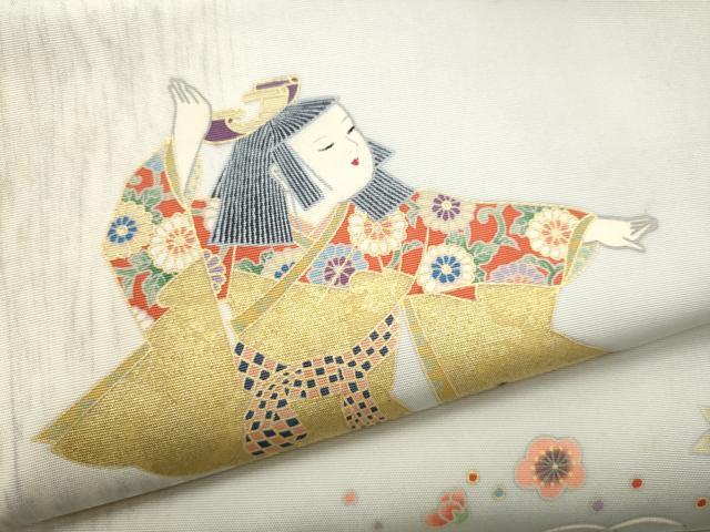 平和屋着物●塩瀬 ワンタッチつけ帯 童子 松竹梅 金彩 正絹 逸品 CABI8958hy