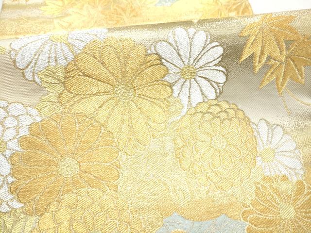 平和屋着物●西陣 川島織物 六通柄 本袋帯 流水草花文 金銀糸 正絹 逸品 CABI8974hy