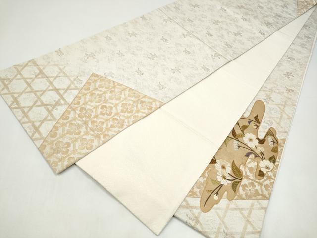平和屋着物●太鼓柄袋帯 雲取り草花文 金糸 正絹 逸品 CABI8984hy