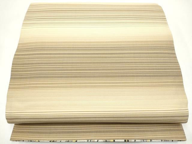 平和屋着物●両面 六通柄袋帯 よろけ縞 金銀糸 正絹 逸品 CABI8985hy