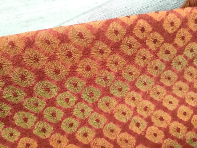 平和屋着物●六通柄袋帯 紬地 蜘蛛絞り 正絹 逸品 CABI8991hy