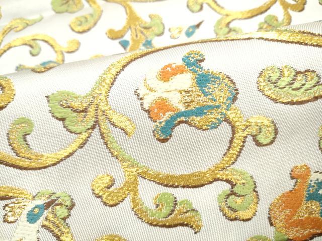 平和屋着物●六通柄 京袋帯 花鳥唐草文 金糸 正絹 逸品 CABI8997hy