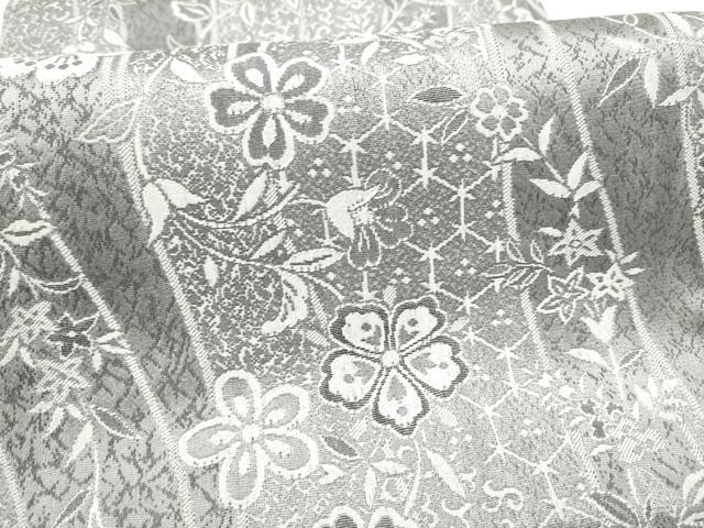 平和屋着物●全通柄袋帯 天目織 草花文 正絹 逸品 CABI9003hy