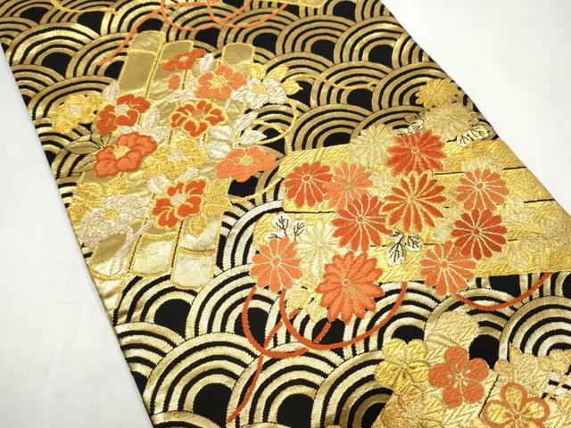 平和屋着物●希少 だらり帯 芸姑 舞妓 唐織 黒地 金糸 正絹 逸品 CABI9004hy